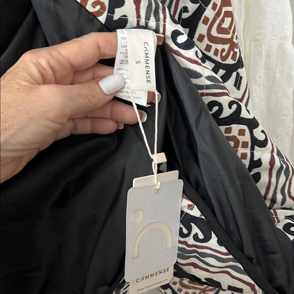 NWT EARLY FALL PUFFER JACKET by COMMENSE Stylish Black Brown Patterned S - Picture 6 of 10